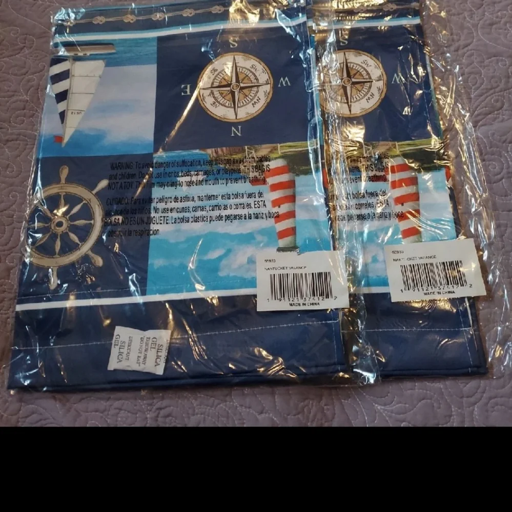 Longshore Tides Nantucket Coastal Window Valance SET Seafarer BNWT RETIRED $120